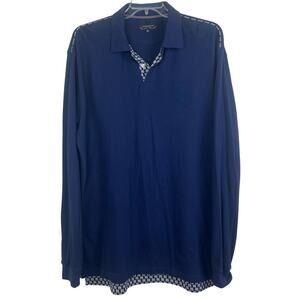 Phatfarm shirt men’s XL Polo Navy Blue with lots of detail. 90s Y2K Hip-Hop Def